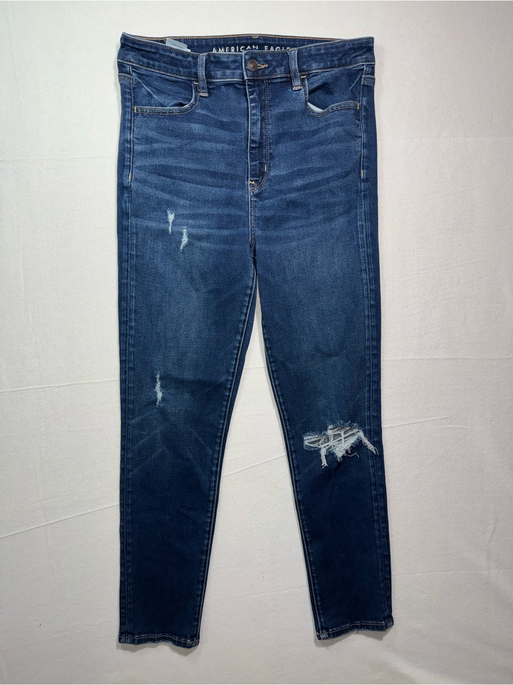 American Eagle Outfitters Dark Blue Distressed Skinny Jeans
